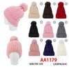 Winter Cable Knitted Cuffed Hat Beanies Pom Skull Cap W/ Lining AA1179