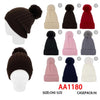 Winter Cable Knitted Cuffed Hat Beanies Pom Skull Cap W/ Lining AA1180