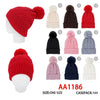 Winter Cable Knitted Cuffed Hat Beanies Pom Skull Cap W/ Lining AA1186