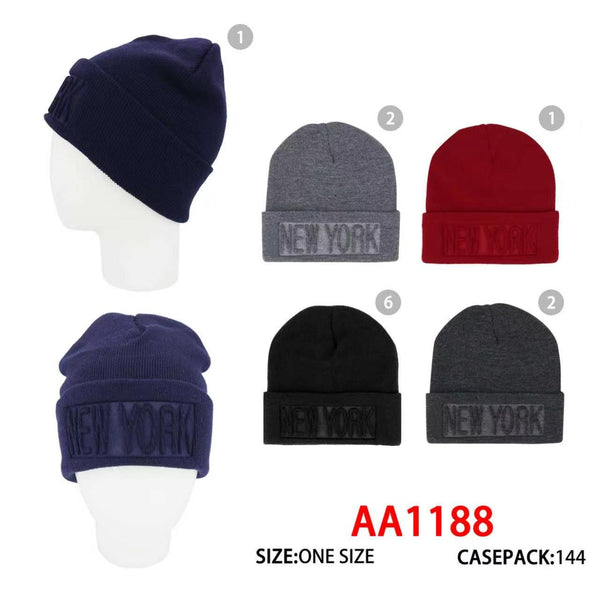 Long Cuffed Beanie Knit Skully New York Winter Warm Hats AA1188