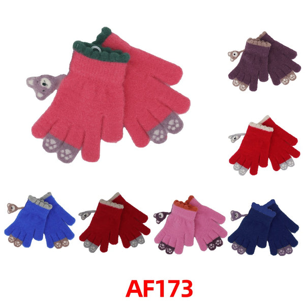 Boys Girls Kids Children Knit Multi Color Little Paw Gloves AF173