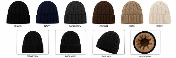 Wholesale Classic Cable Knit Cuffed Beanie Winter Warm Hats W/Thick Fur Lining H647