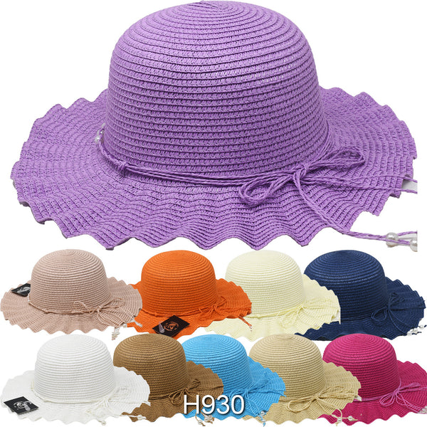 Wholesale Summer Straw Wide Brim Bucket Hats H930