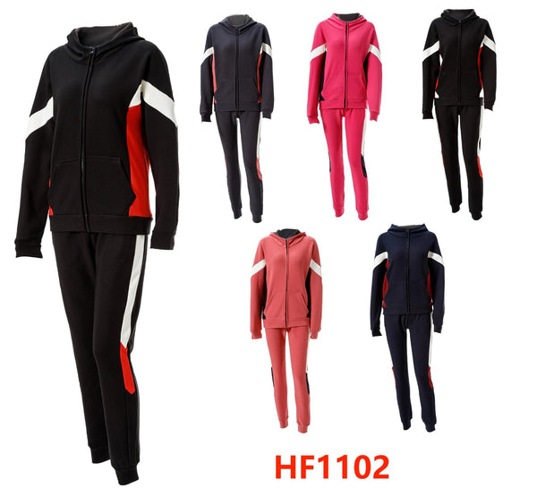 12 Sets of Winter Lining Outfit Gym Legging And Full Zip Jacket Top W/Hoodie Set HF1102