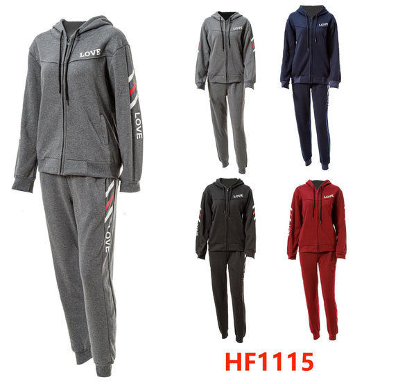 12 Sets of Winter Lining Outfit Gym Legging And Full Zip Jacket Top W/Hoodie Set HF1115