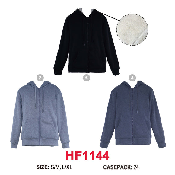Men Winter Warm Cozy Fur Lining Outfit Jacket Full Zipper Sweater Hoody HF1144