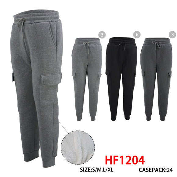 Men Winter Warm Cozy Fur Lining Pants Sports JOGGERS Pants HF1204