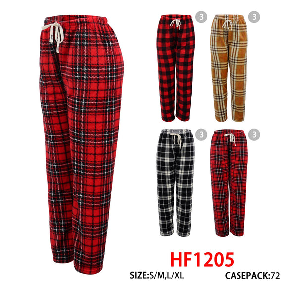 Girl Lady Cozy Plaid Design Pajama Bottoms Pants Wholesale HF1205