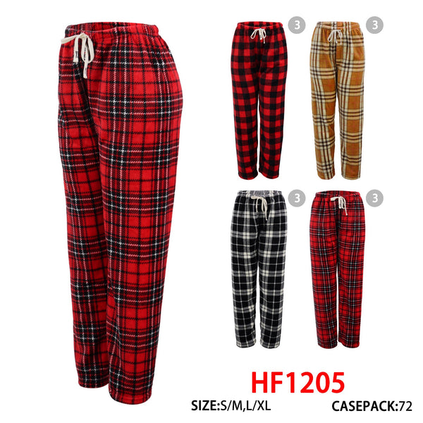 Girl Lady Cozy Plaid Design Pajama Bottoms Pants Wholesale HF1205
