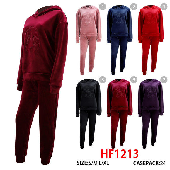 12 Sets Winter Warm Cozy Lining Outfit Gym Legging Pants Joggers And Hoodie Jacket Top Set HF1213