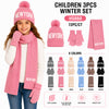 Wholesale Cute Kids Boys Girls 3 Pieces Set New York Design Print Winter Knit Hats Beanie Scarf Gloves With Pom HS860