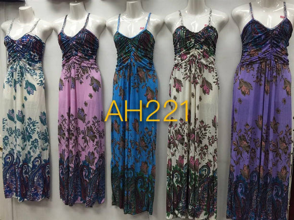 NYC Wholesale Fashion Long Maxi Flower Dresses Summer Sundresses, AH221 - OPT FASHION WHOLESALE