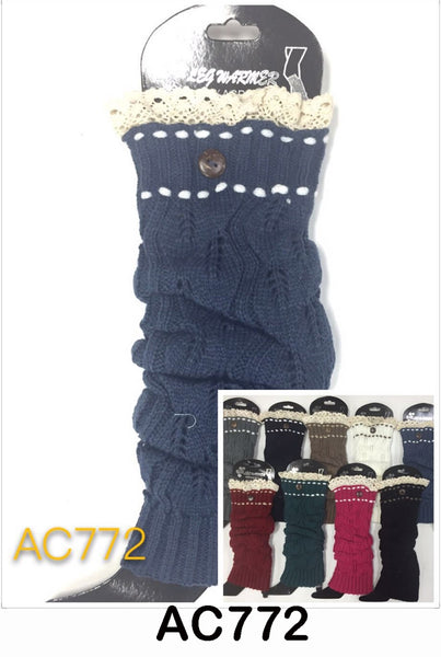 Wholesale Cable Knit Long Leg Warmers Boot Cuffs AC772 - OPT FASHION WHOLESALE
