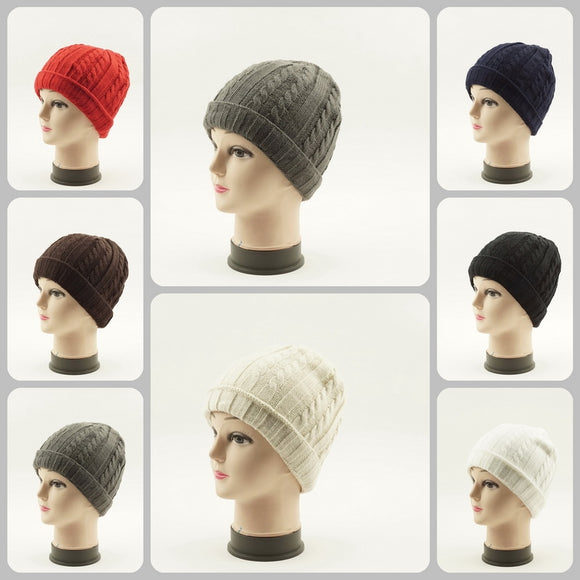 Knit Cuffed Beanie Solid Hats H50060 - OPT FASHION WHOLESALE