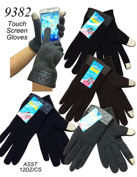 Lady Touch Screen Drive Gloves W/Leather Trim G9382 - OPT FASHION WHOLESALE