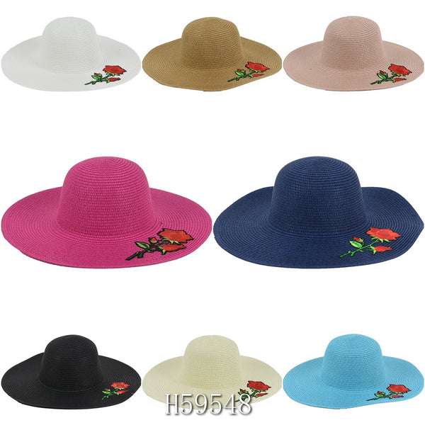 Wholesale Summer Sun Straw Hat Floppy Beach Cap H59548 - OPT FASHION WHOLESALE