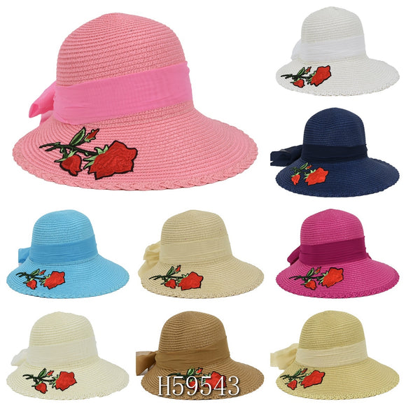 Wholesale Summer Sun Straw Fedora Bucket Hats H59543 - OPT FASHION WHOLESALE
