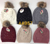 Wholesale Cable Cuffed Fur Pom Knit Beanie Skull Hats AA957 - OPT FASHION WHOLESALE