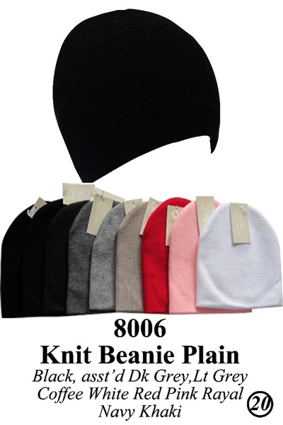 Wholesale Knit Solid Short Plain Beanie Hats H8006 - OPT FASHION WHOLESALE