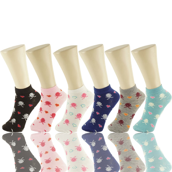 Wholesale 12 Pairs Lady Girls Ankle Socks Low Cut Assorted Colors S104 - OPT FASHION WHOLESALE