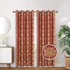 Foil Wave Floral Print Embroidered Grommet Top Window Curtain Panel 81060