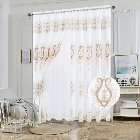 Sheer Voile 2 Layers Rod Pocket Window Curtain Panel, 81062