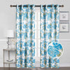 Blackout Thermal Insulated Floral Room Darkening Grommet Top Window Curtain Panel w/Foil, 81069