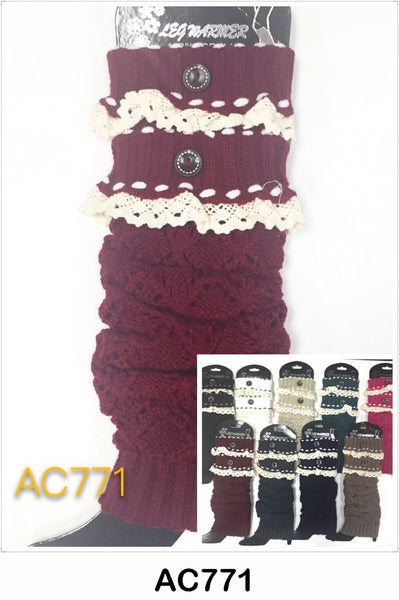 Wholesale Cable Knit Short Leg Warmers Boot Cuffs AC771 - OPT FASHION WHOLESALE