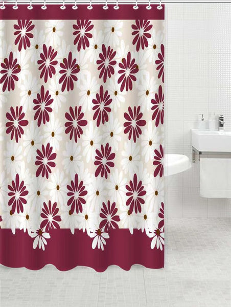 Floral Microfiber Fabric Shower Bath Curtain, 83003
