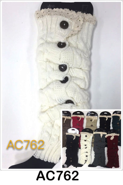 Wholesale Cable Knit Long Leg Warmers Boot Cuffs AC762 - OPT FASHION WHOLESALE