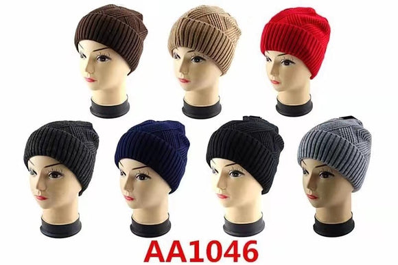 Wholesale Cable Knit Fur Lining Beanie Hats AA1046