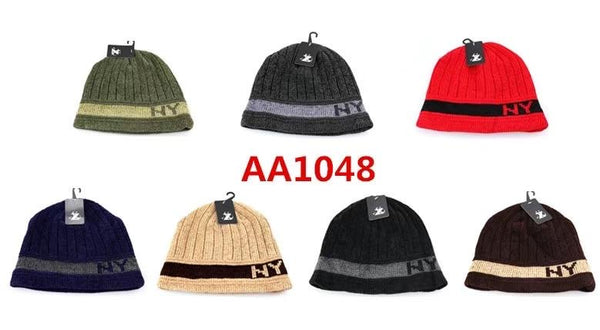 Wholesale Knit Stripe Cuffed Long Beanie Hats AA1048