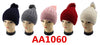 Lady Winter Cable Knitted Cuffed Hat Beanies Skull Cap Fur Lining W/Fur Pom AA1060