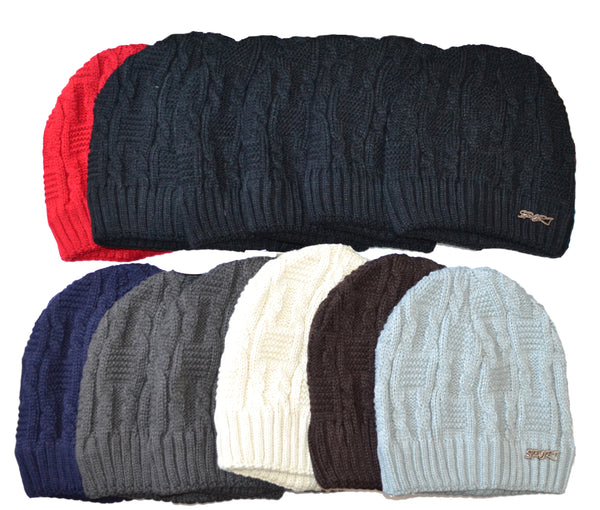 Wholesale Sport Knit Beanie Skully Hats W/Fleece Insulation AA906 - OPT FASHION WHOLESALE