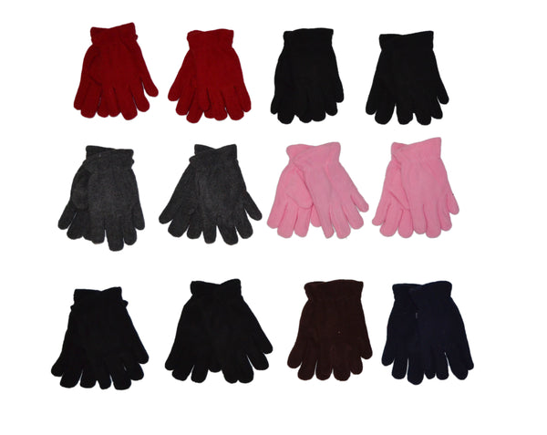 Kids Boys Girls Polar Fleece Full Fingers Winter Warm Gloves - OPT FASHION WHOLESALE