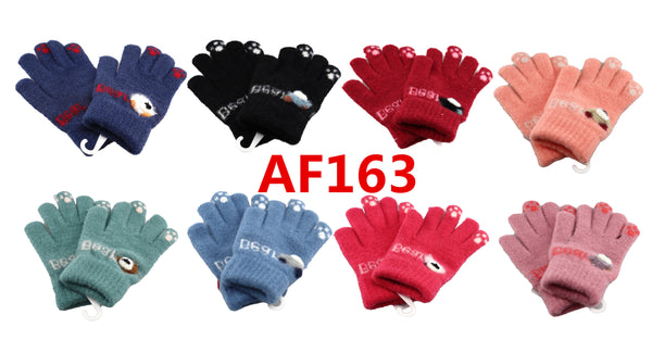 Boys Girls Kids Children Knit Multi Color Little Paw Gloves AF163