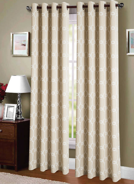 Jacquard Weave Elegant Pattern Grommet Top Window Curtain Panel, FF1015 - OPT FASHION WHOLESALE