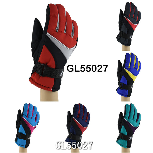 Lady Waterproof Ski Gloves With Leather Palm GL55027 - OPT FASHION WHOLESALE