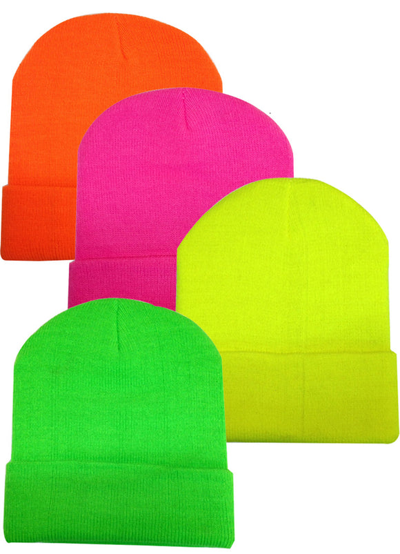 Wholesale Neon Cuffed Knit Ski Hat Beanie, H8000 - OPT FASHION WHOLESALE