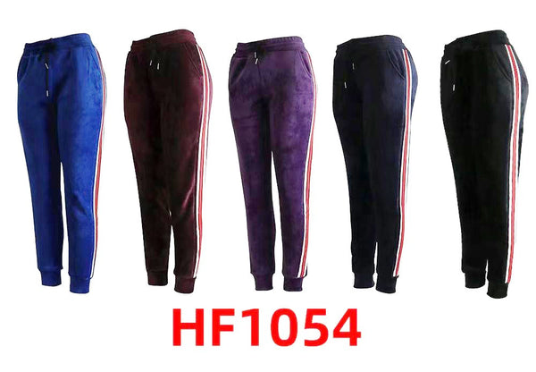 Lady Winter Warm Solid Color Stripe Velvet Pants Lining Leggings HF1054