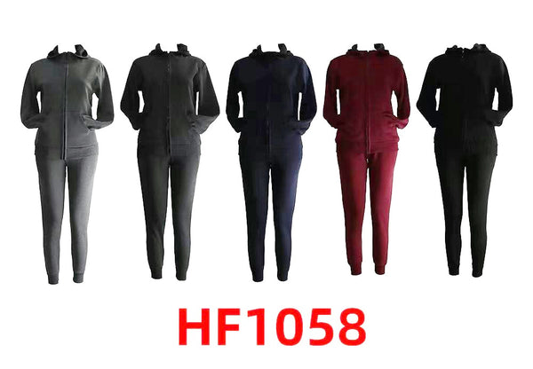 12 Sets of Lining Outfit Gym Legging And Full Zip Jacket Top W/Hoodie Set HF1058