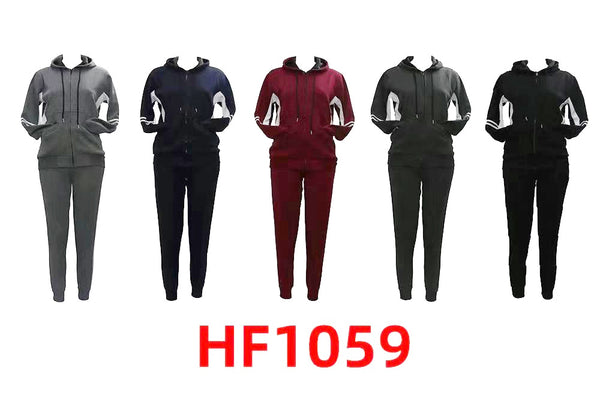 12 Sets of Lining Outfit Gym Legging And Full Zip Jacket Top W/Hoodie Set HF1059