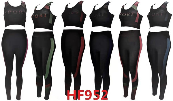 12 Set of 2 Piece Workout Sports Yoga Outfits Gym Legging And Tank Top Set HF952