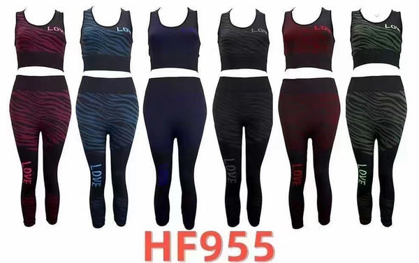 12 Sets of 2 Piece Workout Sports Yoga Outfits Gym Legging And Tank Top Set HF955