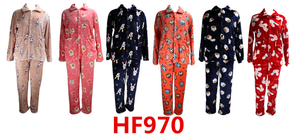 Cute Warm & Fuzzy Pajama Bottoms & Tops Sets Wholesale HF970