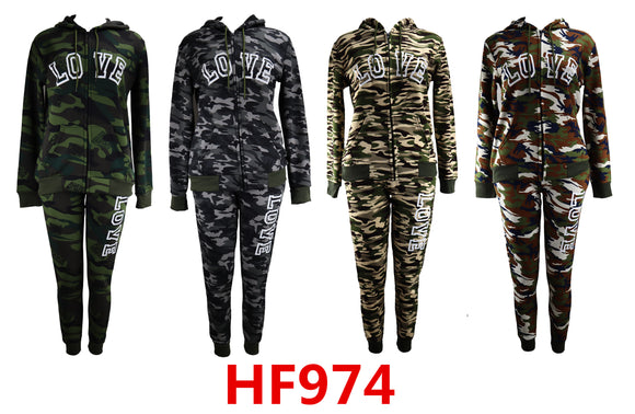 Fur Lining Women Sweatsuit Set Hoodie and Legging Pants Sport Suits Tracksuits Love & Love HF974