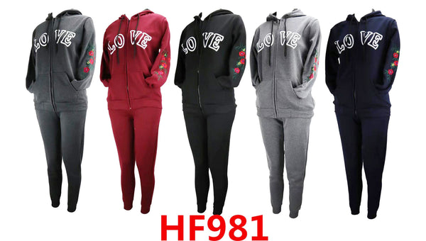 Fur Lining Women Sweatsuit Set Hoodie and Legging Pants Sport Suits Tracksuits HF981
