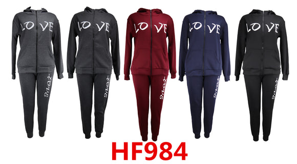 12 Sets Fur Lining Women Sweatsuit Set Hoodie and Legging Pants Sport Suits Tracksuits HF984