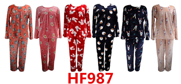 Cute Warm & Fuzzy Pajama Bottoms & Tops Sets Wholesale HF987