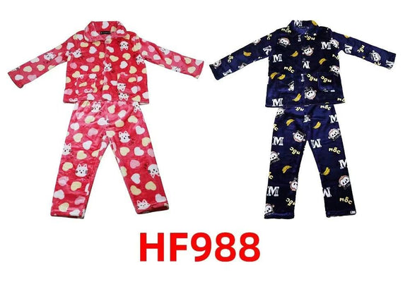 Kids Children Boys Girls Cute Warm & Fuzzy Pajama Bottoms & Top Set Wholesale HF988